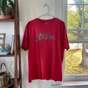 L.L.Bean Men’s Carefree Unshrinkable Tee L.L.Bean Logo Short Sleeve Regular Red